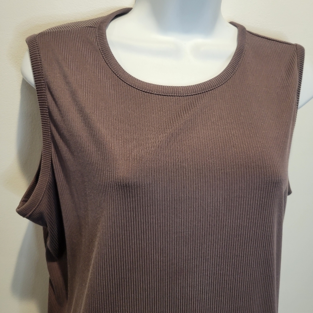 J jill size L purple grayish color ribbed knit sleeveless maxi dress - Picture 2 of 6